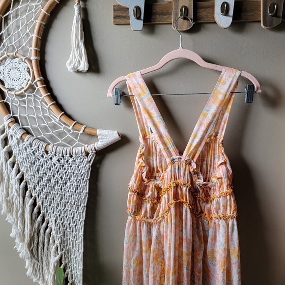 Intimately Free People | Dance With Me Floral Sheer Maxi Dress Ivory Combo Nwot - Picture 8 of 9